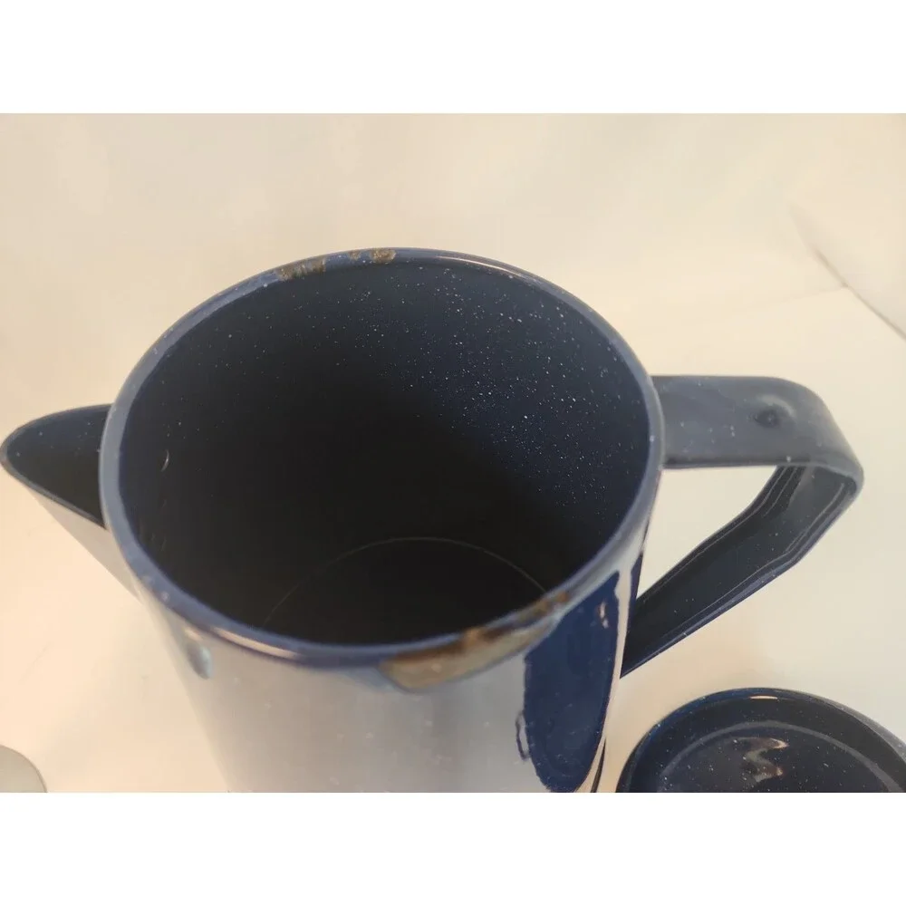 Enamel Coffee Pot Perculator 8 Cup Camp Coffee Pot Blue Speckled Enamel insert